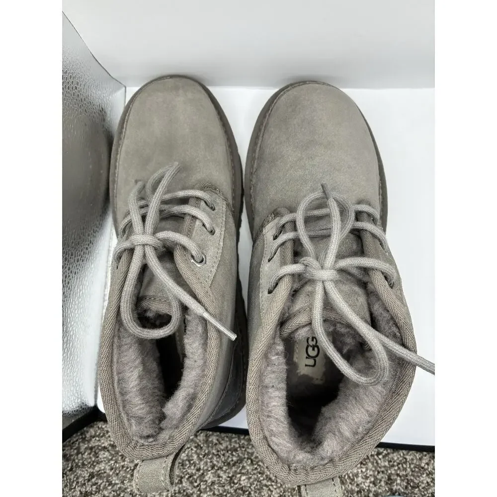 UGG Neumel Men’s Chukka Boots Size 7 Gray Suede Shearling Lined Ankle Lace Up